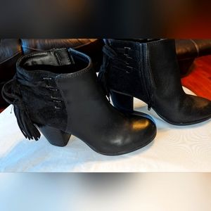 New Direction, black leather, ankle boots